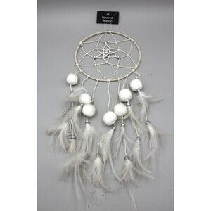 White Dreamcatcher Ethereal Season At Home NWT Feathers Boho 20" Christmas Snow